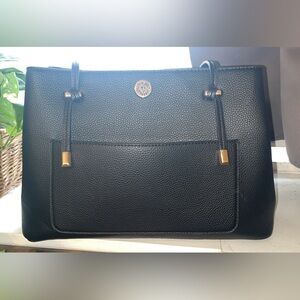 Anne Klein Black Shoulder Bag with Gold Accents